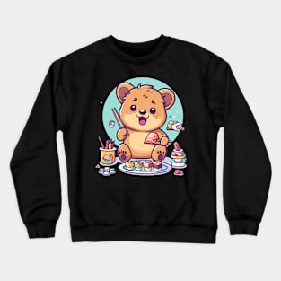 Kawaii Quokka eating salmon sushi Crewneck Sweatshirt